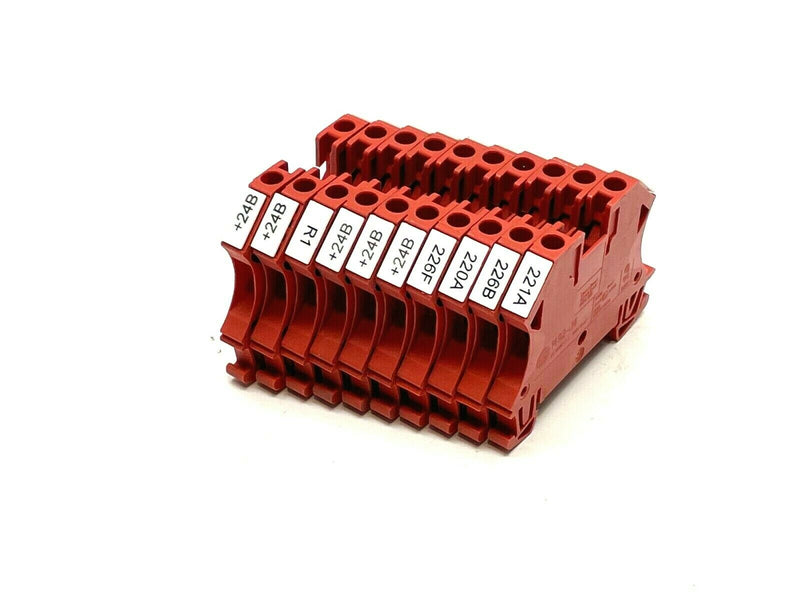 Allen Bradley 1492-J4 Terminal Blocks 35A 600V AC/DC 4mm Red LOT OF 10 - Maverick Industrial Sales