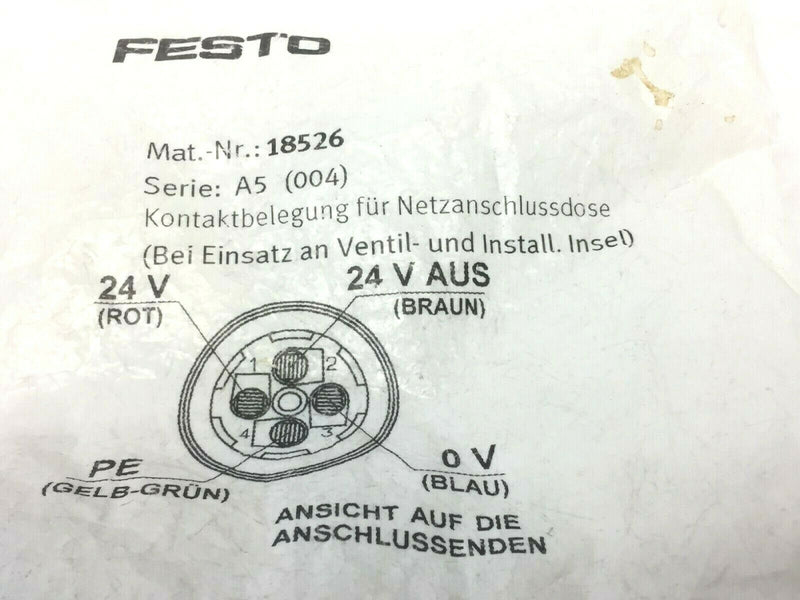 Festo NTSD-GD-13,5 Power Supply Socket 18526 - Maverick Industrial Sales