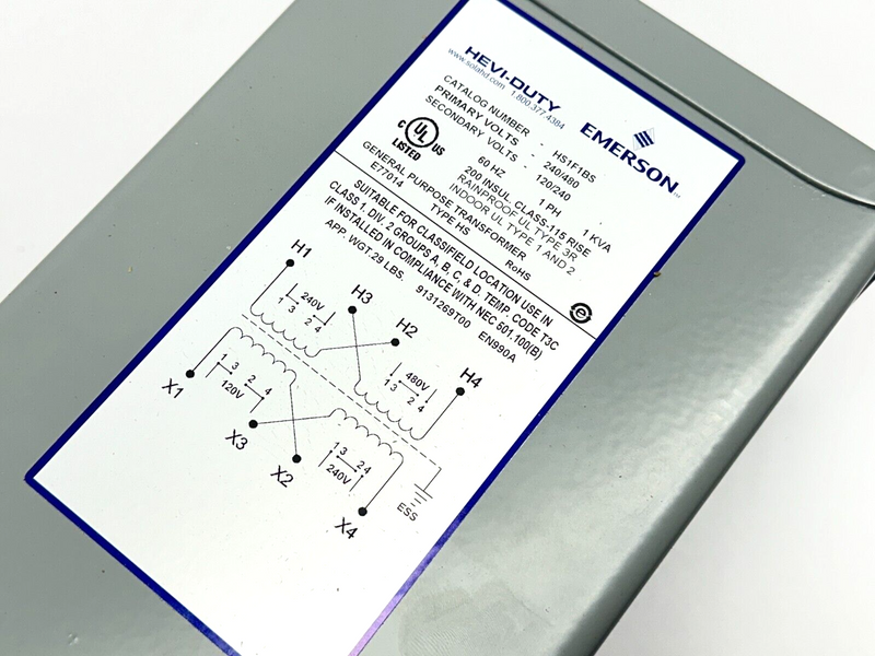 Emerson HS1F1BS SolaHD HS Series Shielded Transformer 1kVA 120/240V - Maverick Industrial Sales