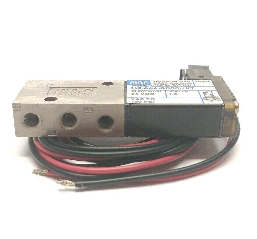 MAC Valves 44B-AAA-GDCC-1KT Solenoid Operated 4-Way Poppet Valve 24V 10-32 Ports - Maverick Industrial Sales