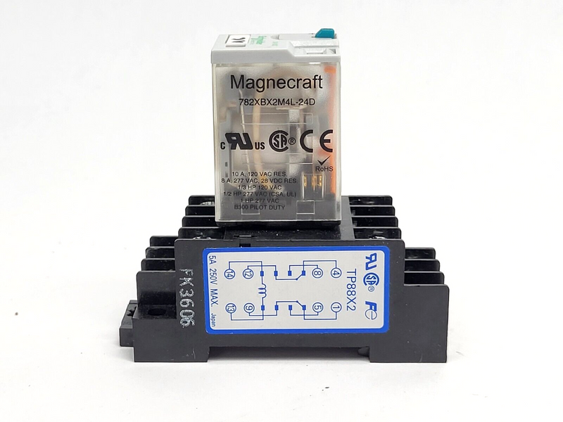 Schneider 78XBX2M4L-24D Magnecraft Relay w/ Fuji Electric TP88X2 Base - Maverick Industrial Sales