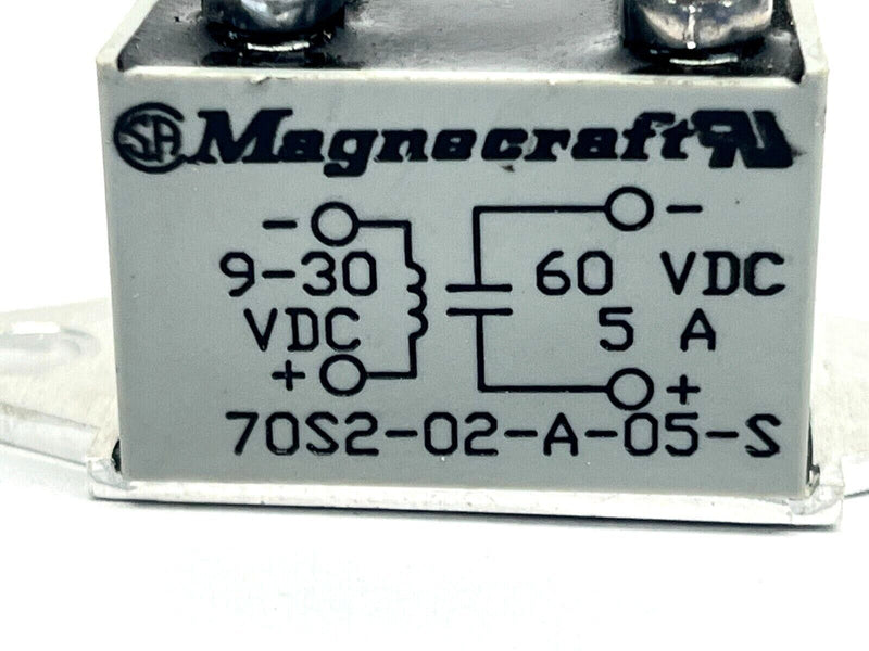Magnecraft 70S2-02-A-05-S Panel Mount Relay 9-30VDC 5A 60VDC - Maverick Industrial Sales