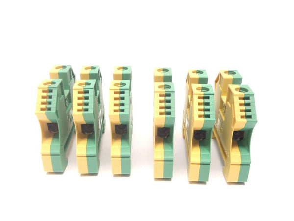 Lof of 6 Weidmuller Yellow/ Green Terminal Blocks 10mm IEC 6094-7-2 - Maverick Industrial Sales