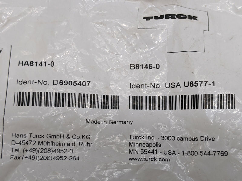 Turck HA8141-0 Straight Female Connector D6905407 - Maverick Industrial Sales