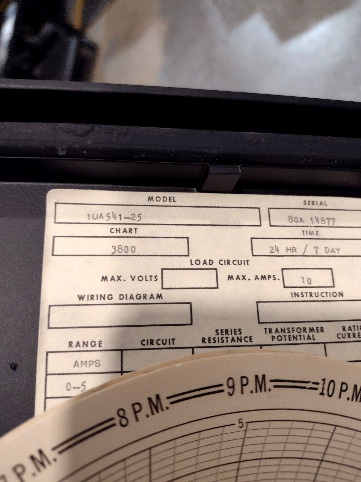 Bristol 1UA541-25 A.C  Amps Chart Recorder 24HRS / 7 Days 3800 Chart - Maverick Industrial Sales