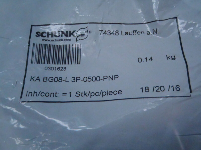 SCHUNK KA BG08-L 3P-0500-PNP CORDSET CABLE ASSLEMBLY - Maverick Industrial Sales