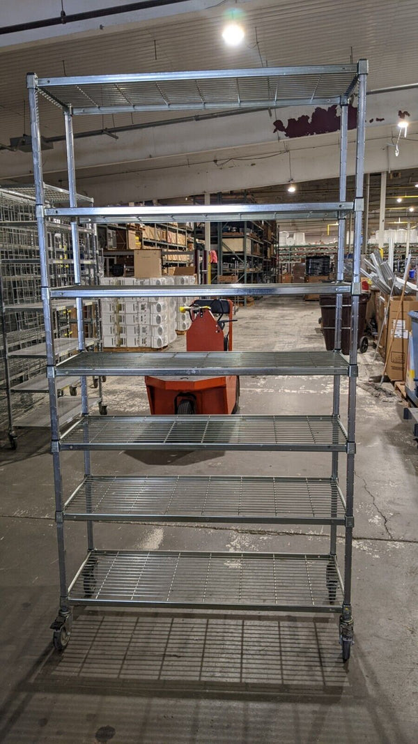 AMCO 18"x48"x84" Industrial Wire Shelving Rack on 5" Casters w/ 7 Shelves - Maverick Industrial Sales