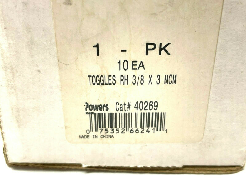 Powers 40269 Round Head Toggle Bolt 3/8" x 3" MCM PKG OF 10 - Maverick Industrial Sales