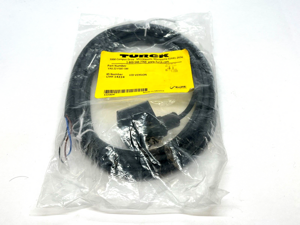 Turck VAS 22-F587-5M Valve Plug Cordset Form A LED Version 5m Length U99-14224 - Maverick Industrial Sales