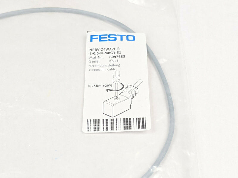 Festo NEBV-Z4WA2L-R-E-0.5-N-M8G3-S1 Connecting Cable 8047683 - Maverick Industrial Sales