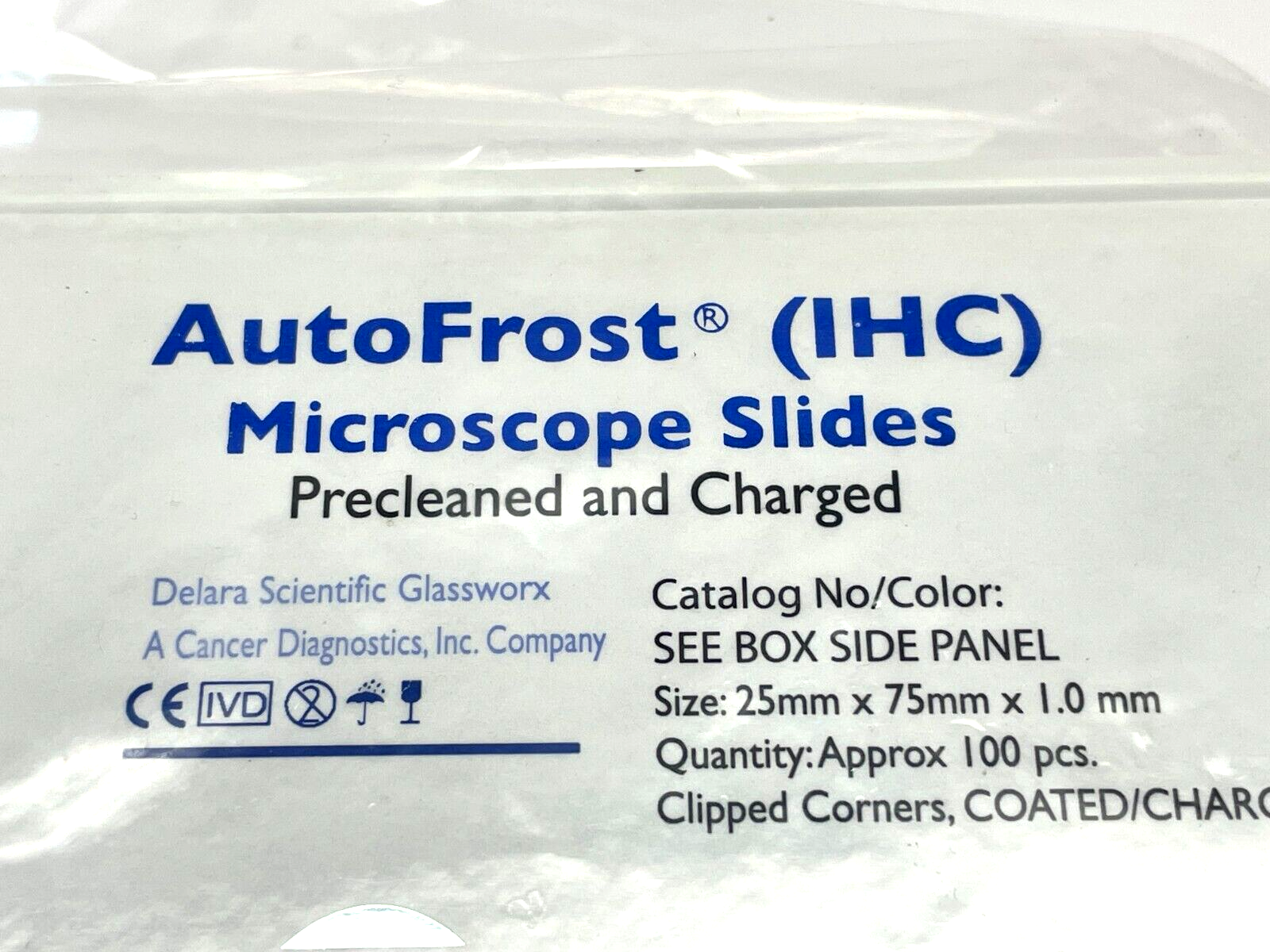 AutoFrost 060811-3A Precleaned Charged Microscope Slides PKG OF 100 - Maverick Industrial Sales