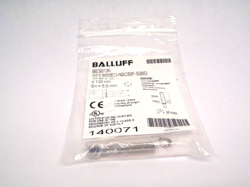 Balluff BES M05ED-NSC50F-S26G BES0136 5mm Proximity Sensor NO Non-Flush - Maverick Industrial Sales