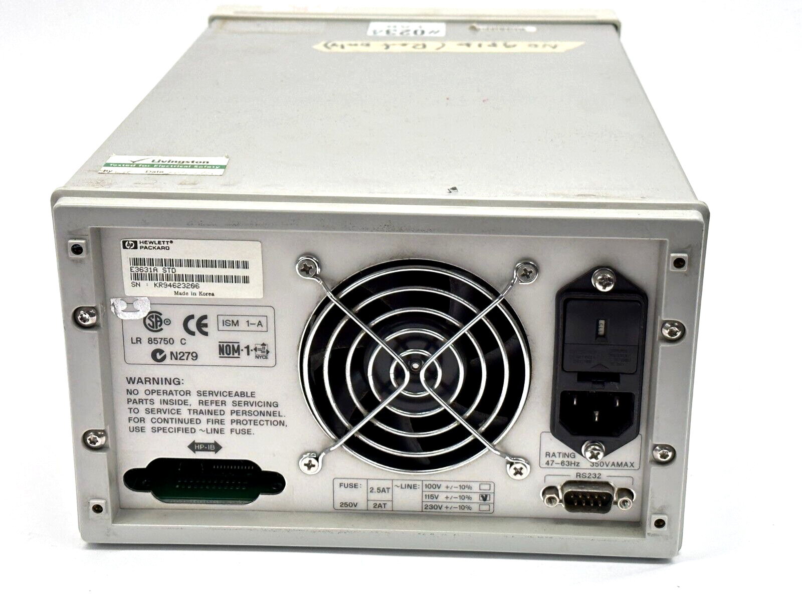 HP E3631A Triple Output DC Power Supply 0-6V 5A / 0-25V 1A NO HP-IB PLUG - Maverick Industrial Sales