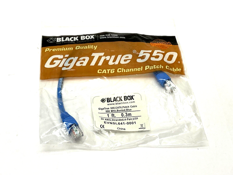 Black Box EVNSL641-0001 GigaTrue Channel Patch Cable 1ft Length LOT OF 2 - Maverick Industrial Sales