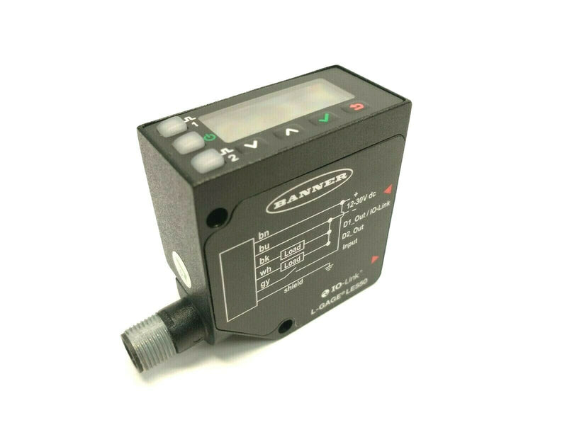 Banner LE550KC1Q IO-Link 1m Range Laser Displacement Sensor 12-30VDC 97765 - Maverick Industrial Sales