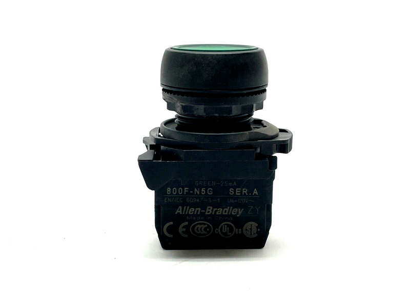 Allen Bradley 800FP-LF3 Momentary Pushbutton Green w/ 800F-N5G Ser. A Lamp - Maverick Industrial Sales