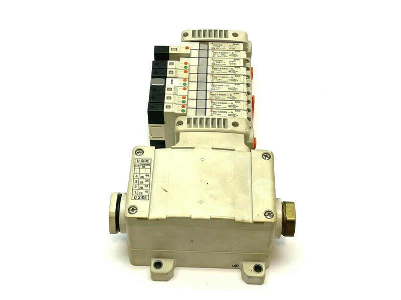 SMC VV5QC11-09N3TD0-S Manifold Base w/ Terminal Box and Solenoids - Maverick Industrial Sales