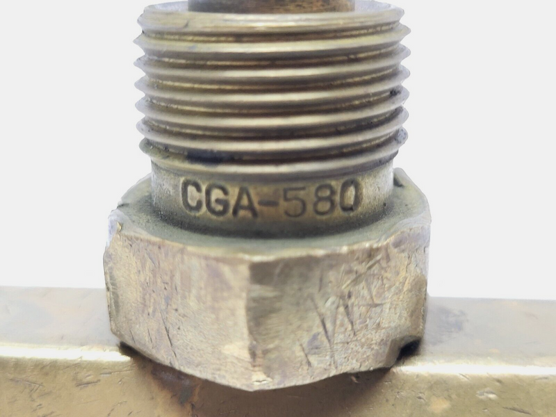 Unbranded CGA-580 Brass Cylinder Adapter w/ Valve DAMAGED - Maverick Industrial Sales