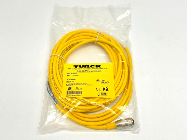 Turck RK 4.4T-6/S1587 Single-Ended Cordset Straight Female Connector U-02030 - Maverick Industrial Sales