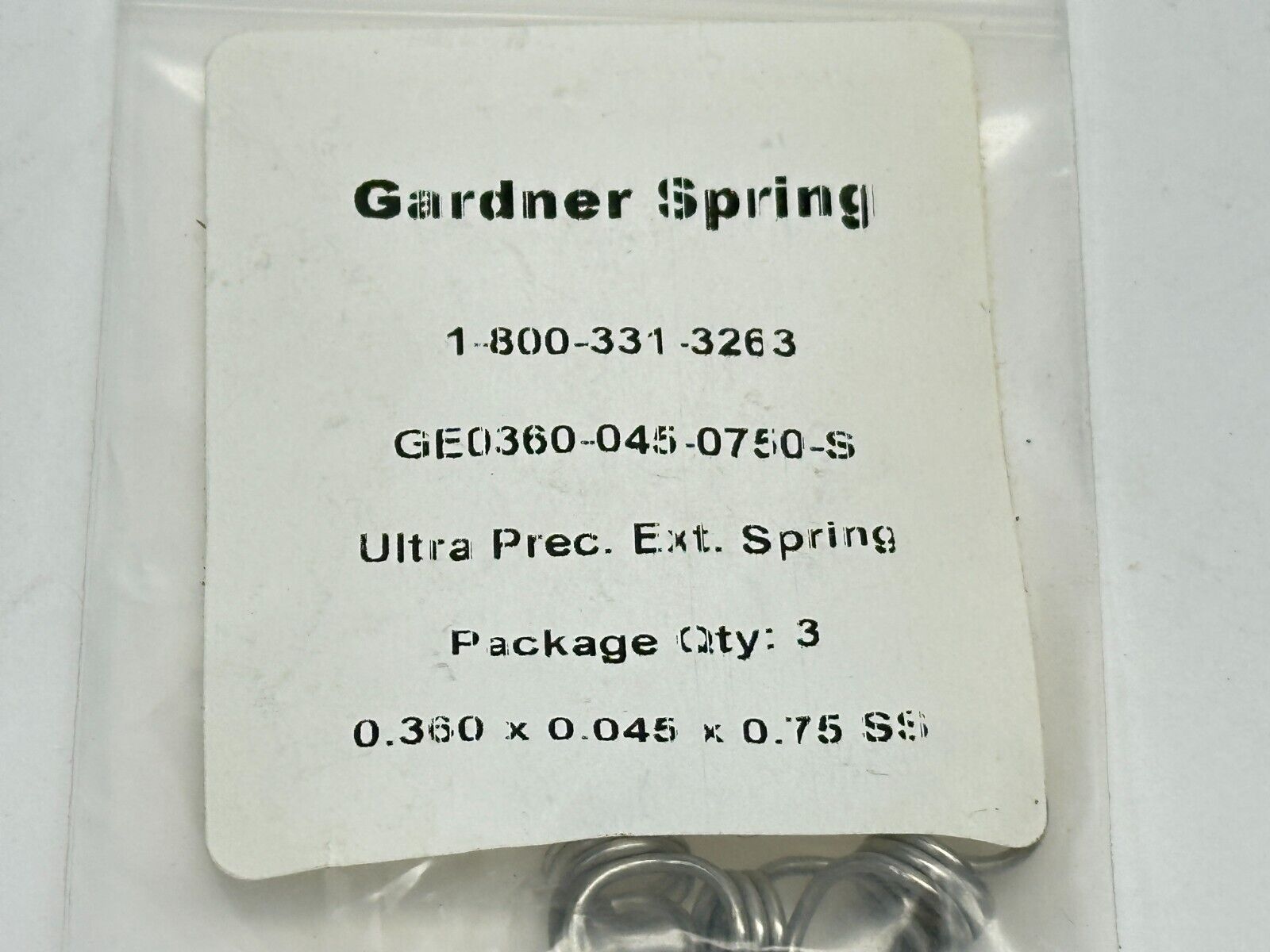 Gardner Spring GE0360-045-0750-S Spring .36" OD .045" Dia .87" EL LOT OF 3 - Maverick Industrial Sales
