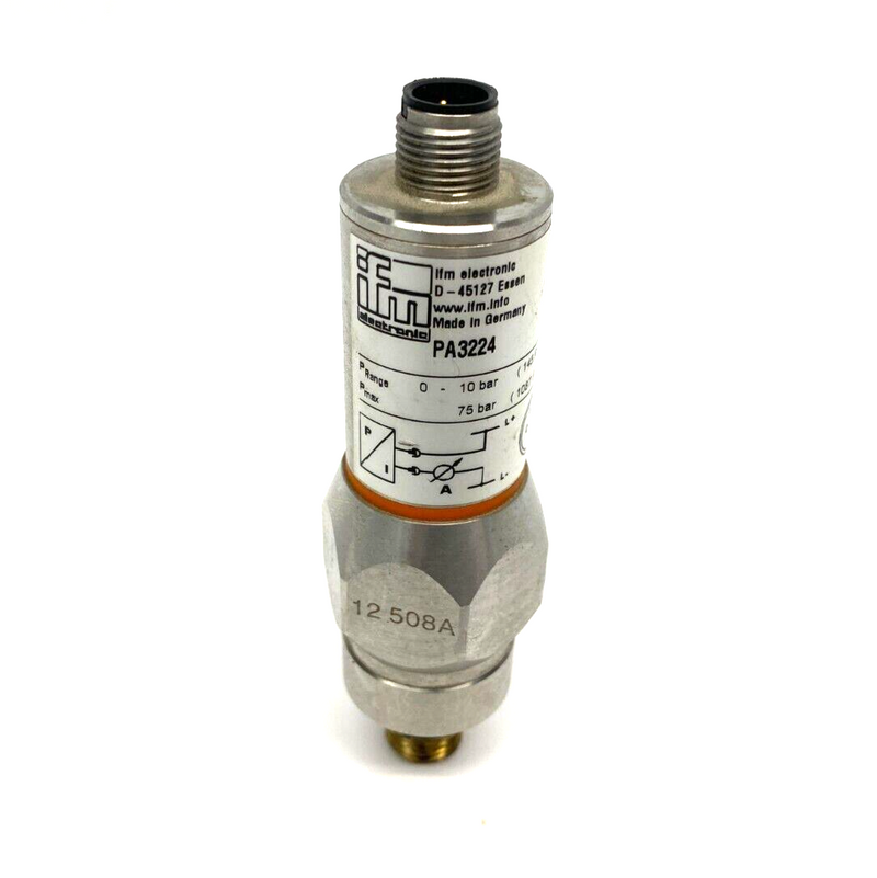 Ifm PA3224 Pressure Sensor 0-10 bar 145psi 75 bar Max 1087psi 1/4" NPT - Maverick Industrial Sales