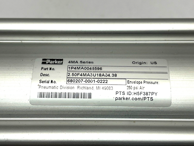 Parker 2.50F4MA3U18A04.38 Pneumatic Cylinder 1P4MA0046596 - Maverick Industrial Sales