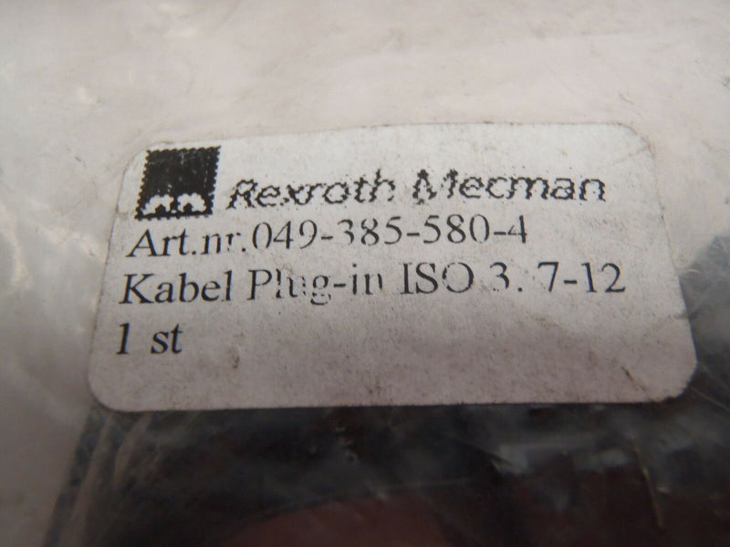 Rexroth Mecman 049-385-580-4 Plug-in Cable / Kabel ISO 3.7-12 - Maverick Industrial Sales