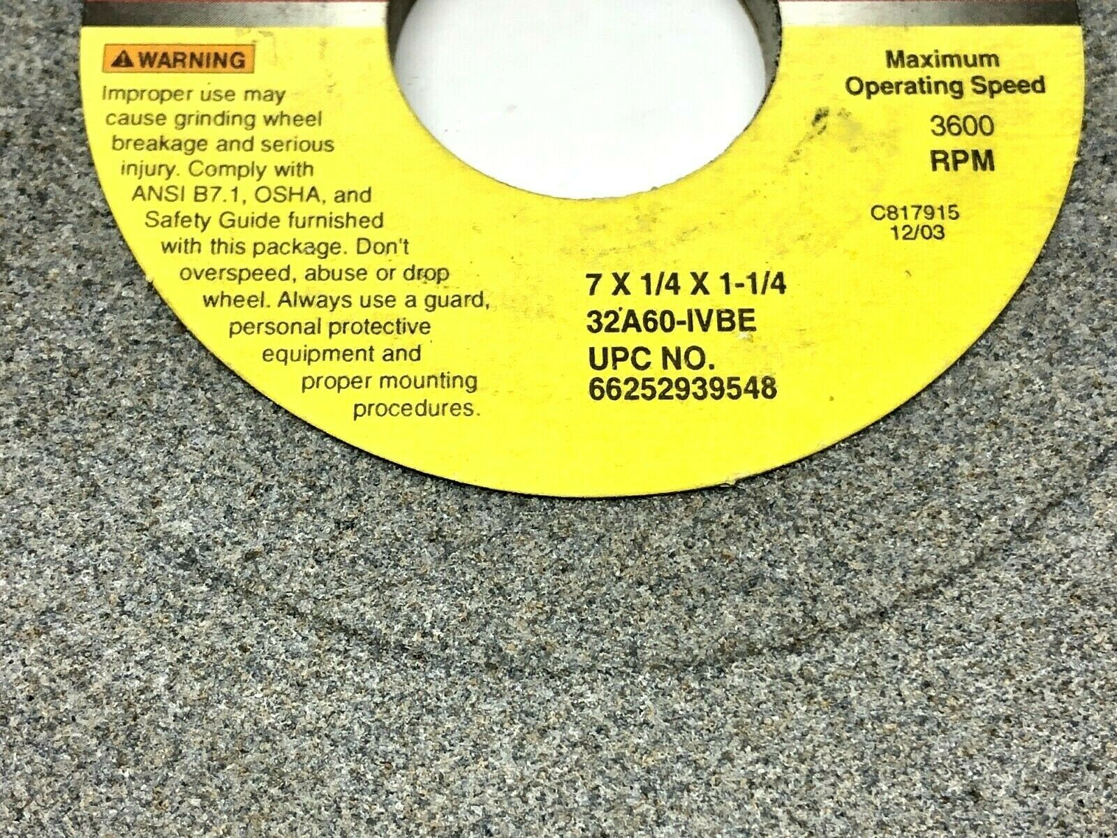 Norton 32A60-IVBE Grinding Wheels 1-1/4" Bore 3600 RPM LOT OF 5 - Maverick Industrial Sales