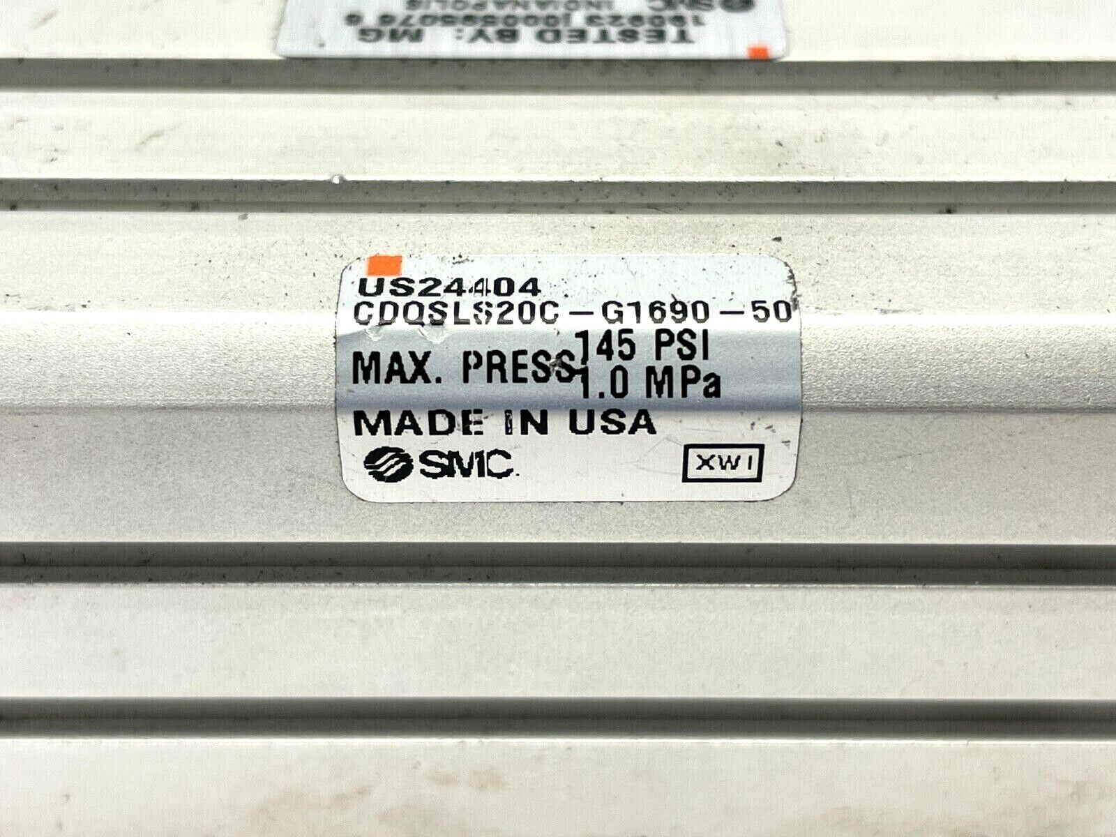 SMC US24404 CDQSLS20C-G1690-50 Compact Cylinder 20mm Bore 50mm Stroke - Maverick Industrial Sales