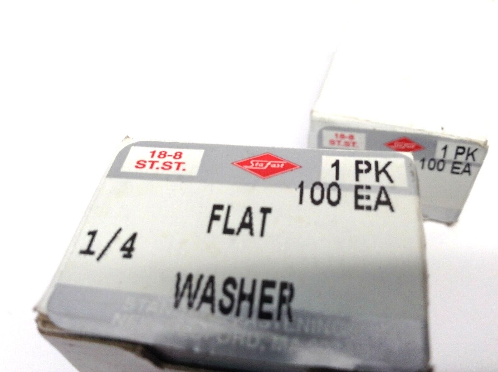 STA-FAST 1/4 Flat Washer 18-8 ST.ST Box of 100 LOT OF 2 - Maverick Industrial Sales