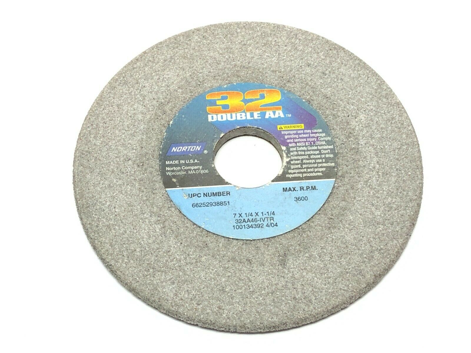Norton 32AA46-IVTR Grinding Wheels 1-1/4" Bore 3600 RPM LOT OF 5 - Maverick Industrial Sales