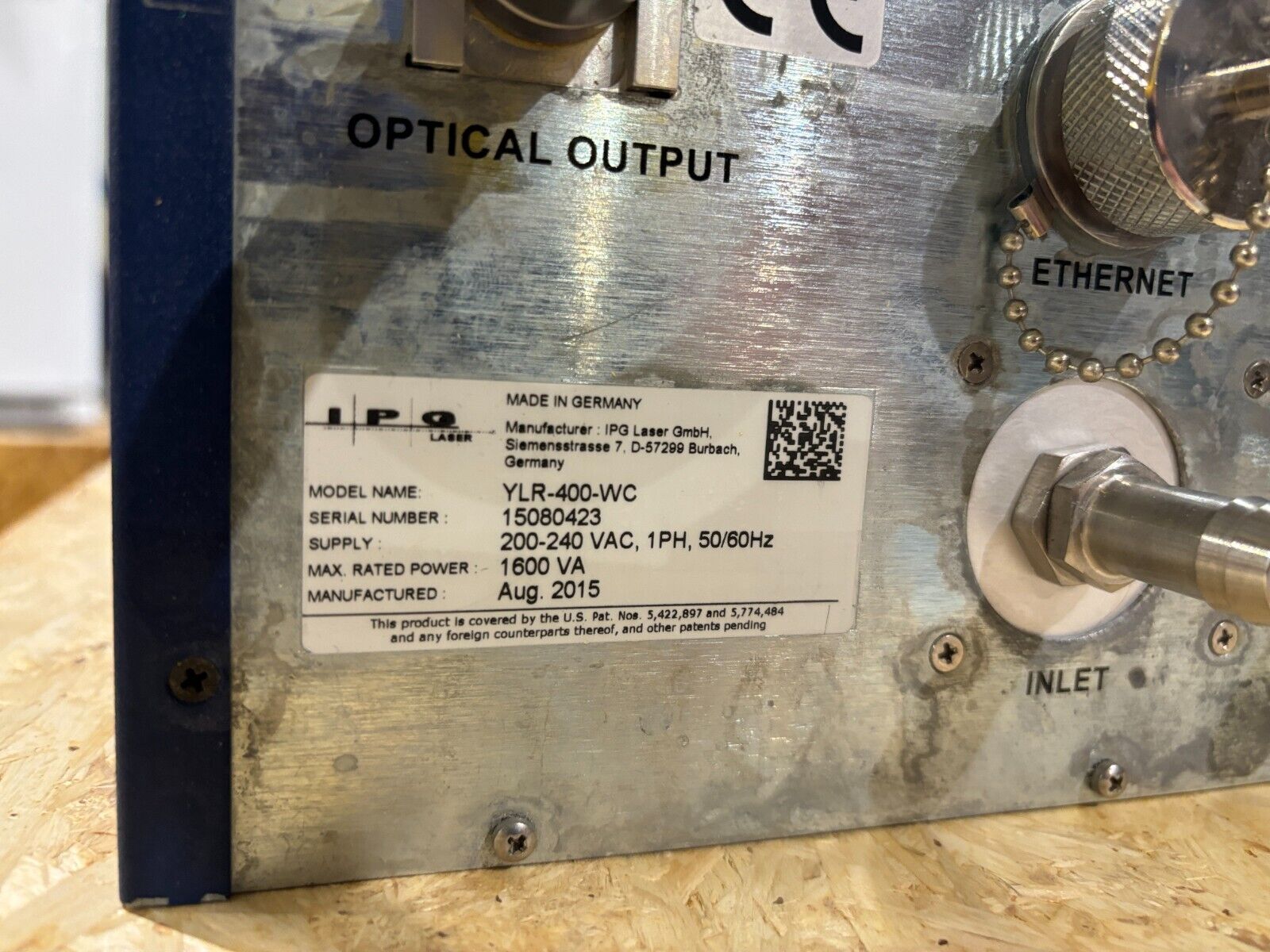 IPG Photonics Lasers YLR-400-WC Ytterbium Laser, 400W, 1600VA, (Aug. 2015) - Maverick Industrial Sales