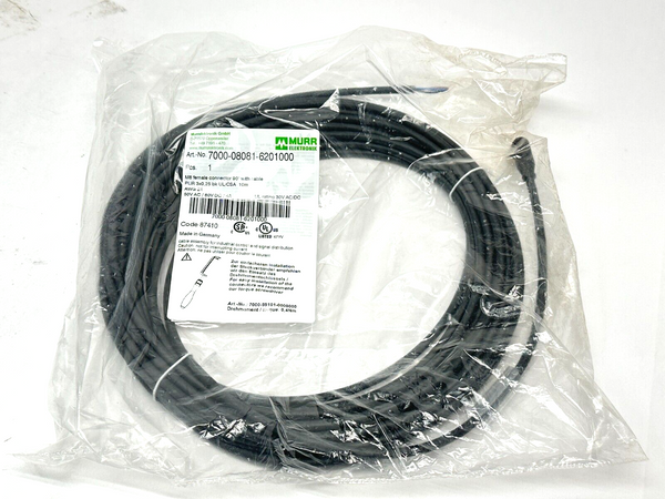 Murr Elektronik 7000-08081-6201000 Cordset M8 Female 3-Pin - Flying Leads 10m - Maverick Industrial Sales