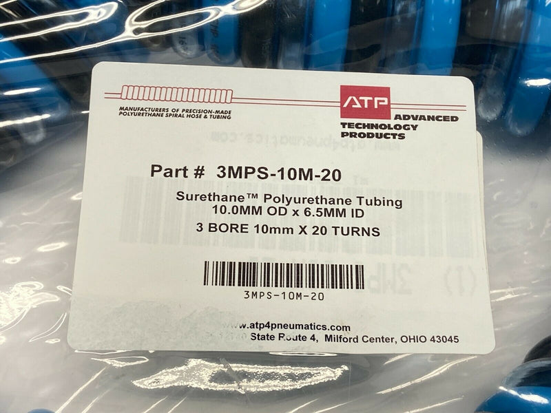ATP 3MPS-10M-20 Surethane Poly Spiral Tubing 10mm OD x 6.5mm ID 600mm OAL - Maverick Industrial Sales
