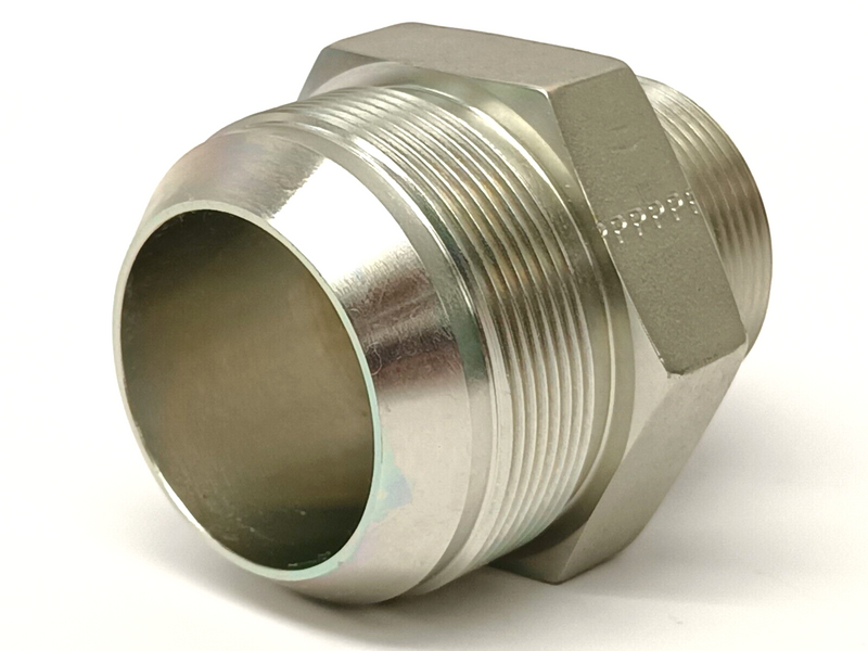 Stainless Steel Male Pipe Connector JIC 2-1/2" Thread x 1-1/2" NPT - Maverick Industrial Sales