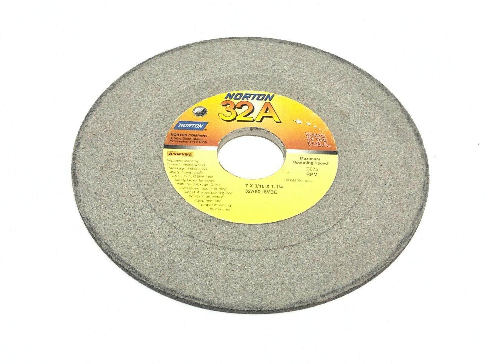 Norton 32A80-I8VBE Grinding Wheels 1-1/4" Bore 3600 RPM LOT OF 5 - Maverick Industrial Sales