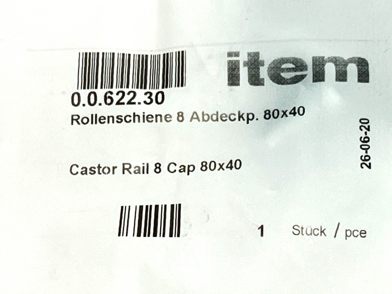 Item 0.0.622.30 Castor Rail 8 Cap 80x40 - Maverick Industrial Sales