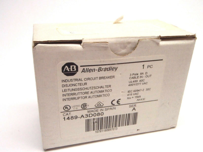 Allen Bradley 1489-A3D080 SER A Industrial Circuit Breaker 3 Pole 8A - Maverick Industrial Sales