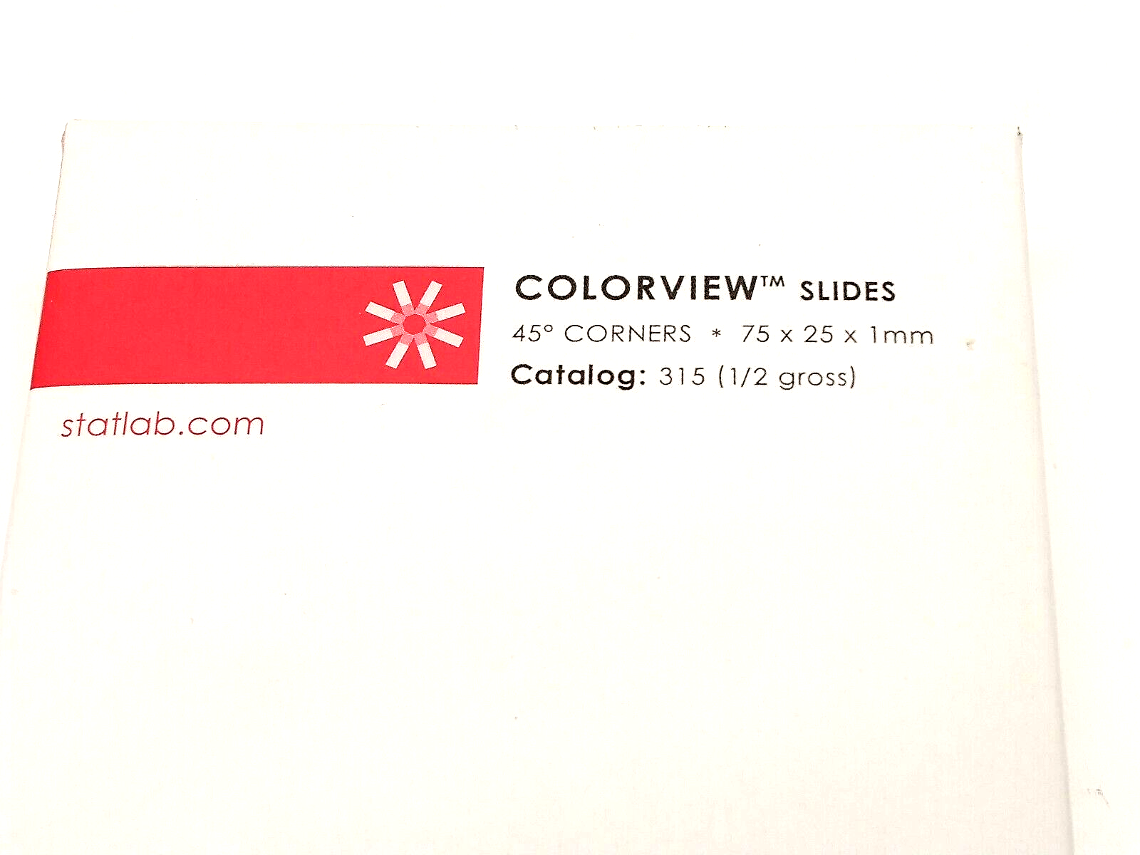 StatLab 315G Colorview Micro Slides, 45 Deg Corners, 75x25x1mm, Green, 1/2 Gross - Maverick Industrial Sales