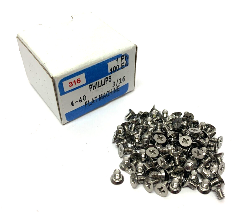 Phillips 3TSMPF04C003 Flat Head Machine Screws Size 4-40 3/16" BOX OF 100 - Maverick Industrial Sales