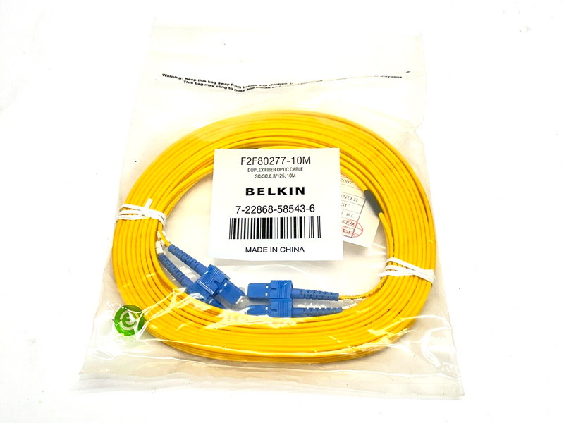 Belkin F2F80277-10M Duplex Fiber Optic Cable SC/SC:8.3/125 10m 7-22868-85843-6 - Maverick Industrial Sales