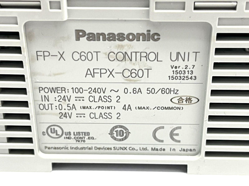 Panasonic AFPX-C60T FP-X C60T Control Unit w/ AFPX-COM4 - Maverick Industrial Sales