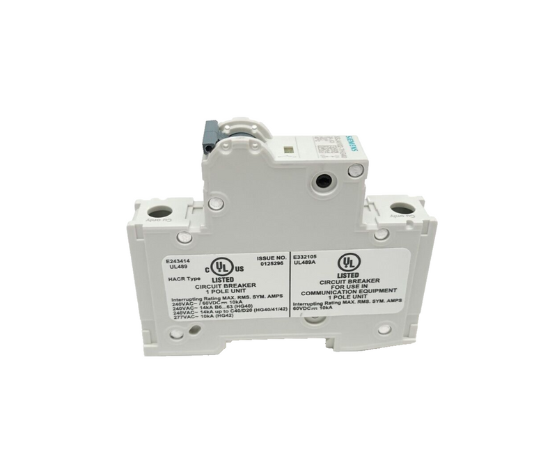 Siemens 5SJ4102-7HG40 Miniature Circuit Breaker 240V 1-Pole 2A - Maverick Industrial Sales