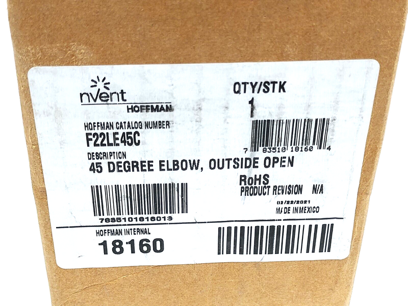 Hoffman F22LE45C Lay-In Wireway 45-Degree Elbow Outside Opening 2.50"x2.50" Gray - Maverick Industrial Sales