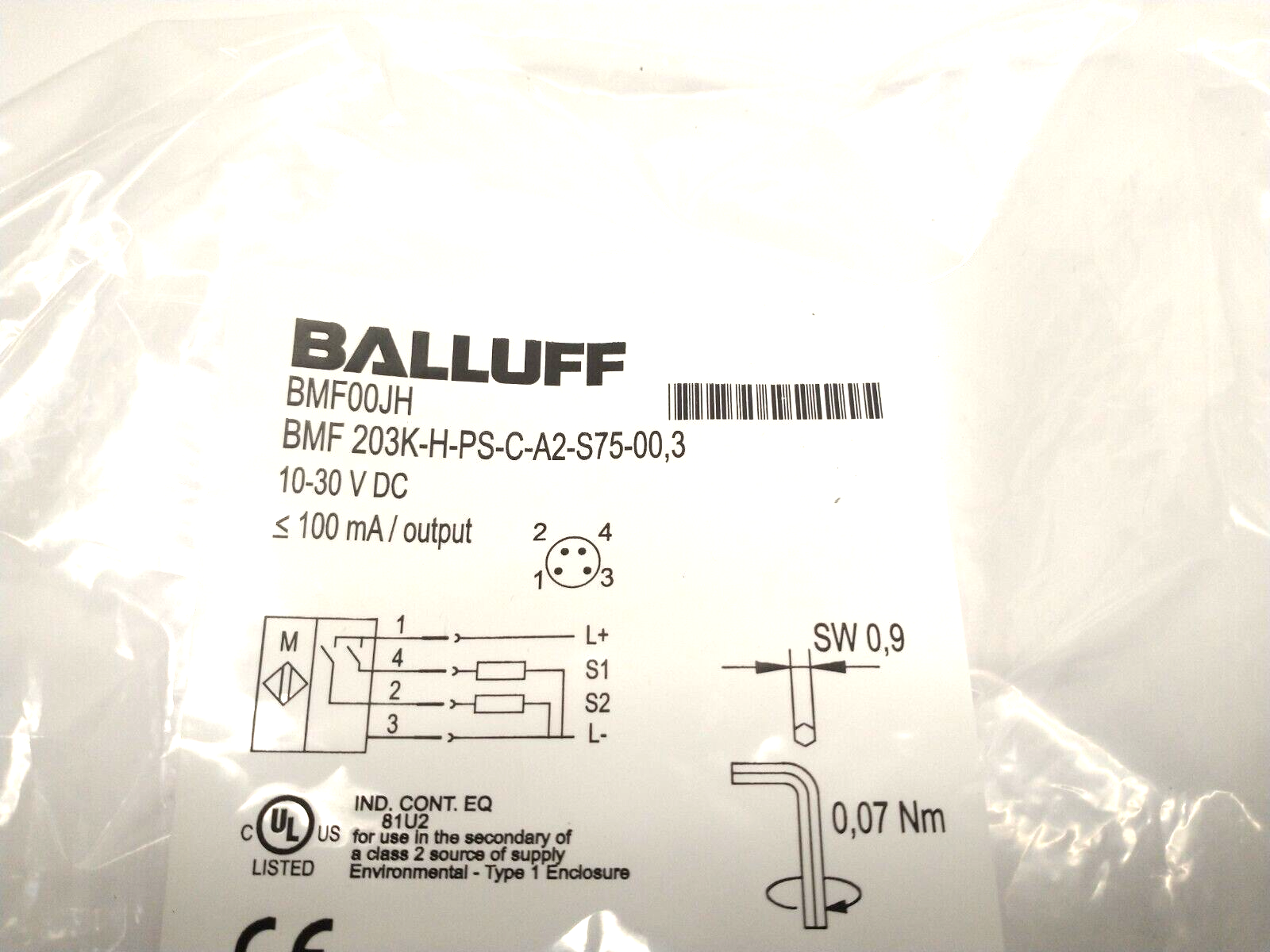 Balluff BMF00JH C-Slot Magnetic Field Sensor 0.3m BMF 203K-H-PS-C-A2-S75-00,3 - Maverick Industrial Sales