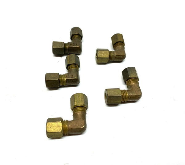 AGA Brass Compression Elbow Fittings 3/16" LOT OF 5 - Maverick Industrial Sales