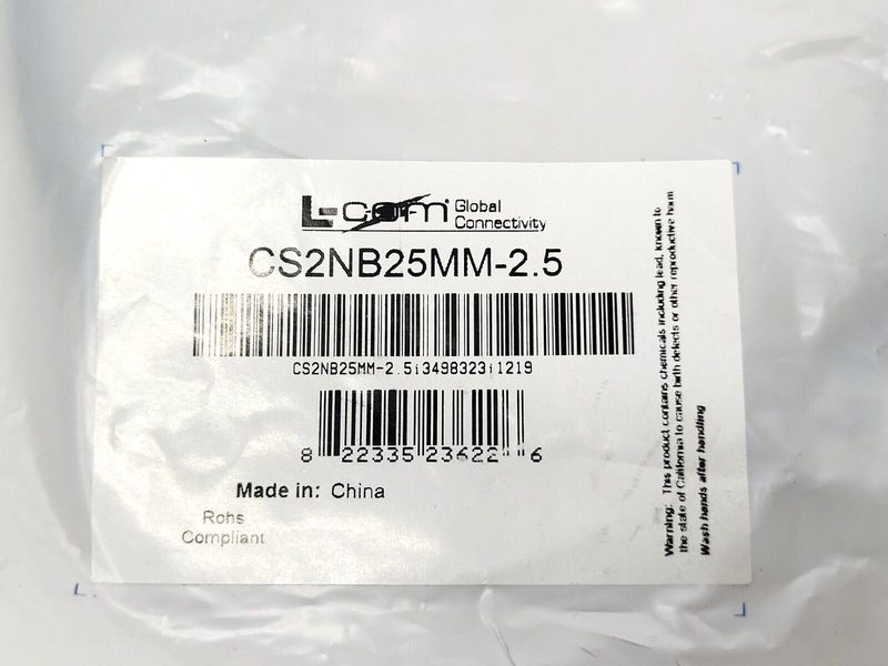 L-Com CS2NB25MM-2.5 Black D-Sub Cable Male/Male Connectors 2.5' - Maverick Industrial Sales