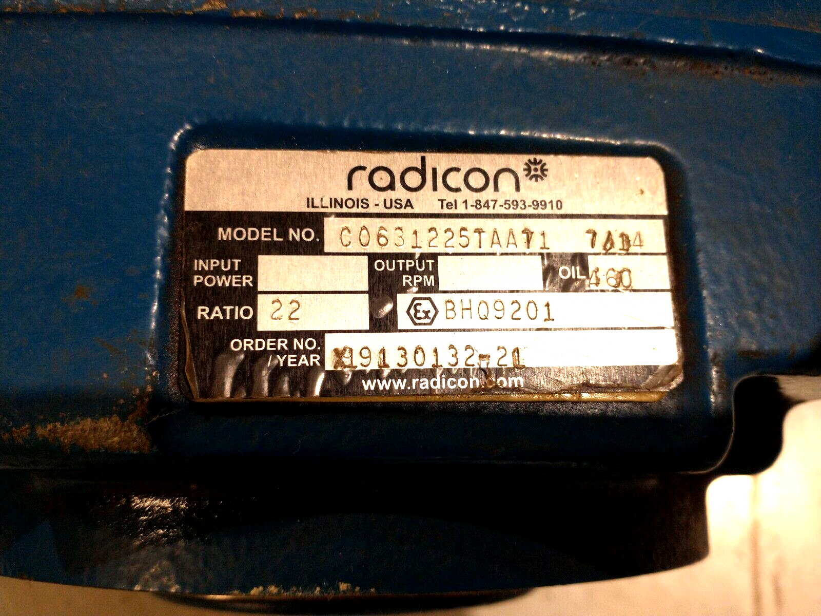 Radicon C0631225TAAT1 Helical Worm Gearbox Gear Reducer 22:1 Ratio - Maverick Industrial Sales