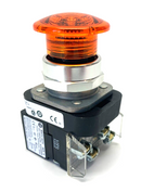 Allen Bradley 800T-QMH2B Ser U 30mm Amber Illuminated Push Button 40mm Mush Head - Maverick Industrial Sales