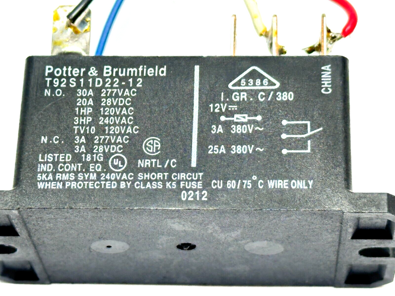 Potter & Brumfield T92S11D22-12 Power Relay 8-Pin LOT OF 2 - Maverick Industrial Sales